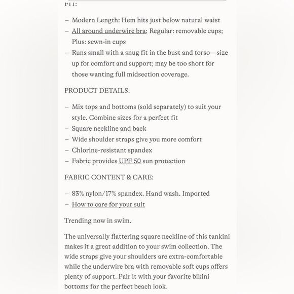 Land's End Plus Size Square Neck and Back underwire tankini freshwater blue Var - Picture 8 of 10